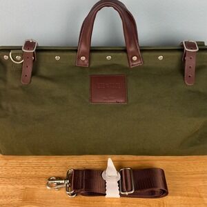 Line of Trade 0312 Olive Green Canvas Leather Trim Weekender Bag Handle 20x12x6